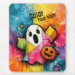 Mousepad Cute Patchwork Ghost Colorful Splatter Art
