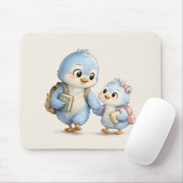 Mousepad Cute Pequena Família de Pássaros Azuis Tapete de M