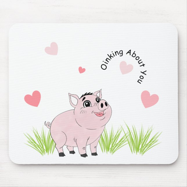 Mousepad Cute pink pig for Valentine (Frente)