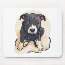 Mousepad Cute Pitbull Puppy Dog Cartoon Design