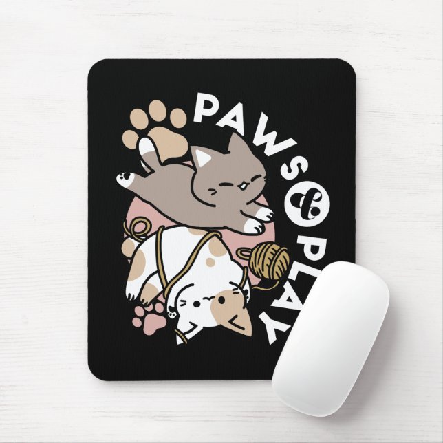 Mousepad Cute Playful Cats Design – Fun Paws and Play Art (Com mouse)