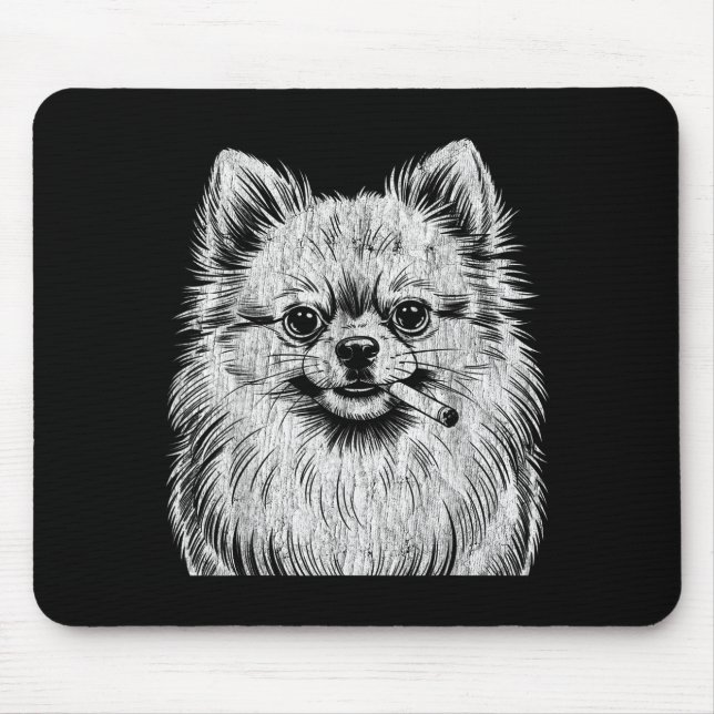 Mousepad Cute Pomeranian Smoking Meme Dog (Frente)