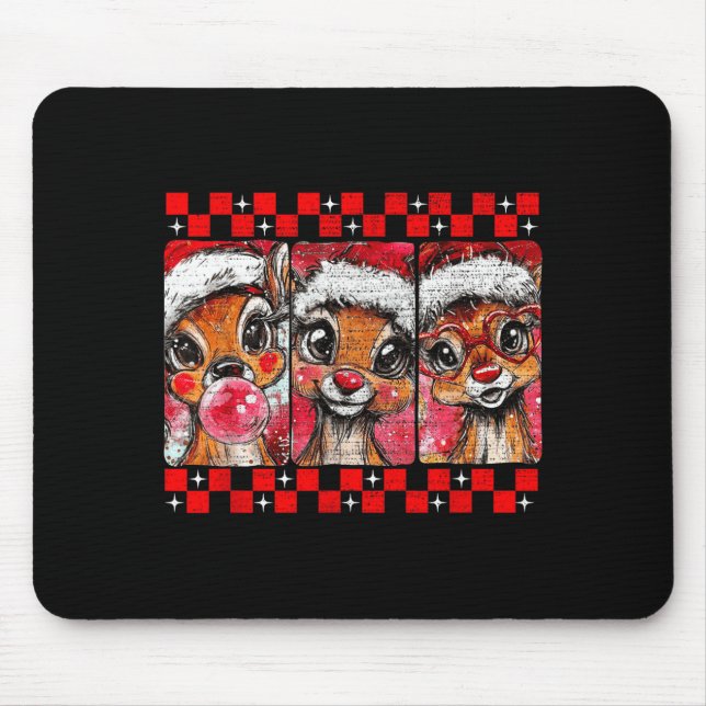 Mousepad Cute Preppy Christmas,reindeer Brushstrokes Funny  (Frente)