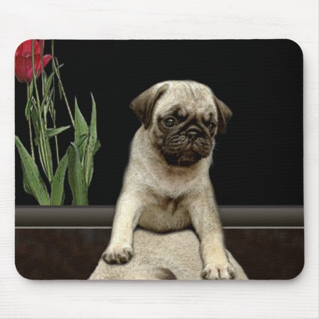 Mousepad Cute Pug Puppy Dog Alovers Gift Series (Frente)