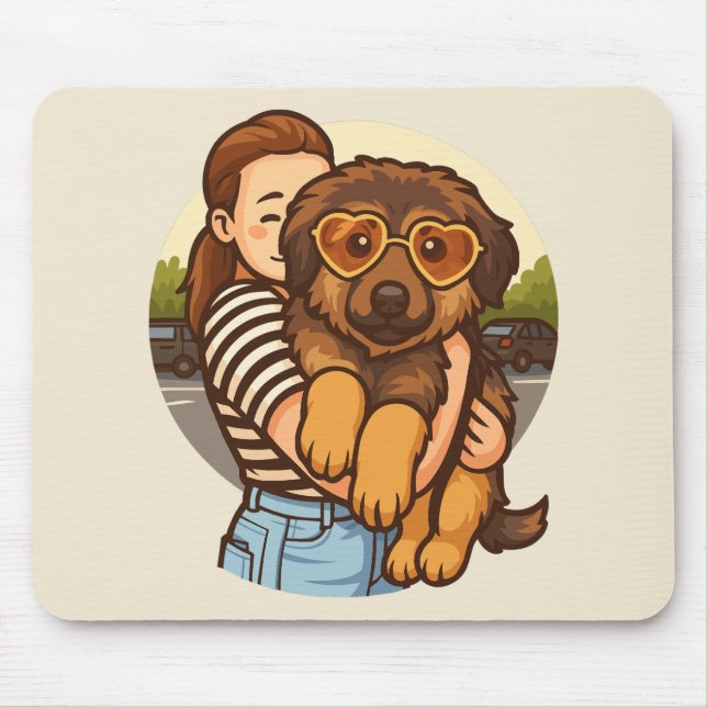 Mousepad Cute Puppy with Heart Sunglasses  (Frente)