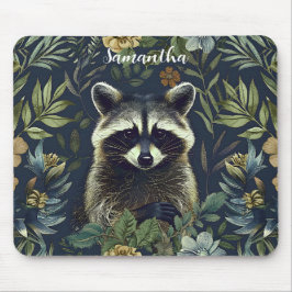 Mousepad Cute Racoon Bandit in Undergrowth