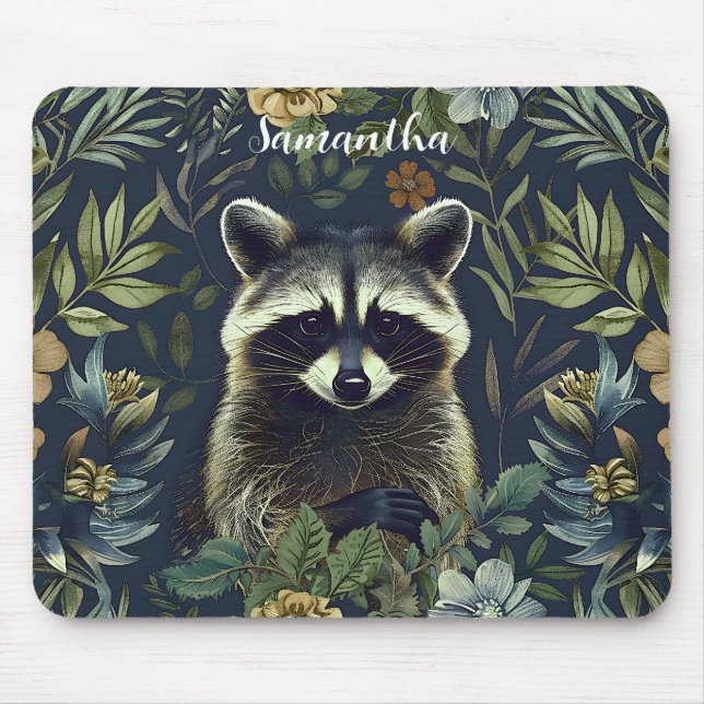 Mousepad Cute Racoon Bandit in Undergrowth (Frente)