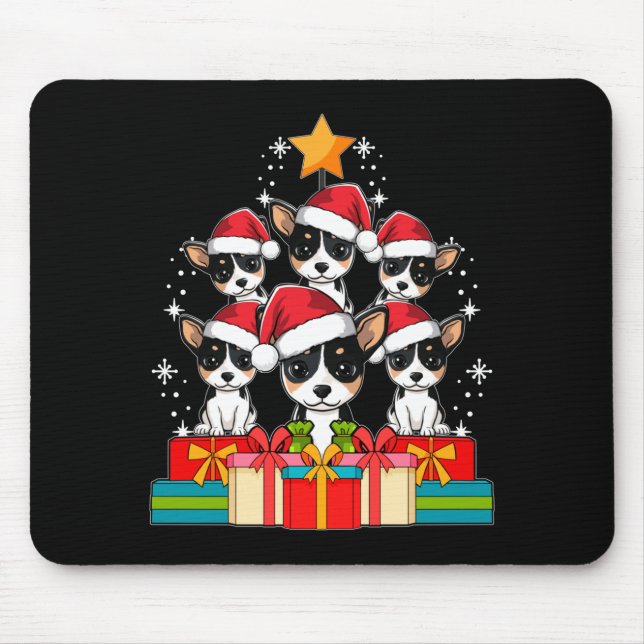 Mousepad Cute Rat Terrier Le Dog Christmas Tree Xmas Hat Lo (Frente)