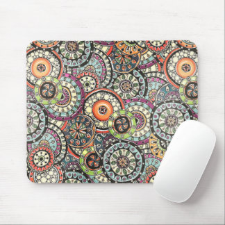 Mousepad Cute Retro Chic Funky Floral Circles Art Pattern
