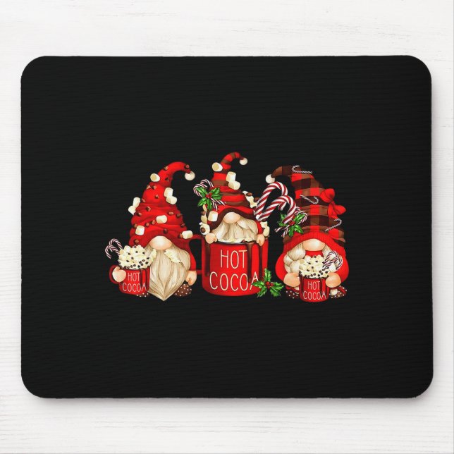 Mousepad Cute Retro Chocolate Hot Cocoa Mug Funny Gnomes Ch (Frente)
