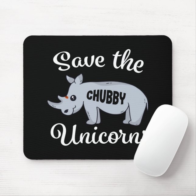 Mousepad Cute Rhino Salve O Chubby Unicorns (Com mouse)