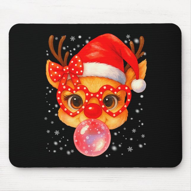 Mousepad Cute Rudolph Red Nose Bubble Gum Christmas Xmas Gi (Frente)