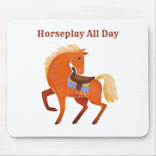 Mousepad Cute Rustic Brown Horse Name Personalizado