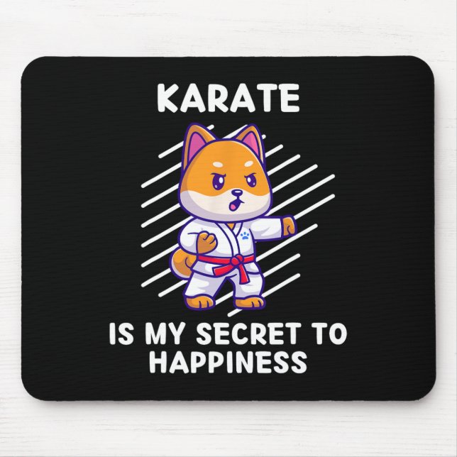 Mousepad Cute Shi Inu Karate É Meu Segredo Para Felicidade  (Frente)