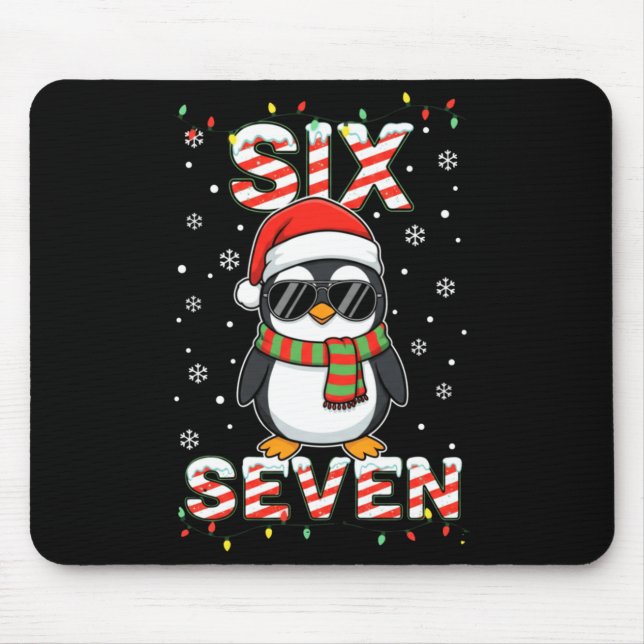 Mousepad Cute Six Seven 67 Penguin Kids Christmas Holiday L (Frente)