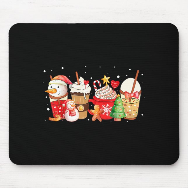 Mousepad Cute Snowman Coffee Lover Latte Gingerbread Funny  (Frente)