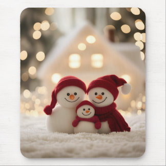 Mousepad Cute Snowman Family Winter Christmas