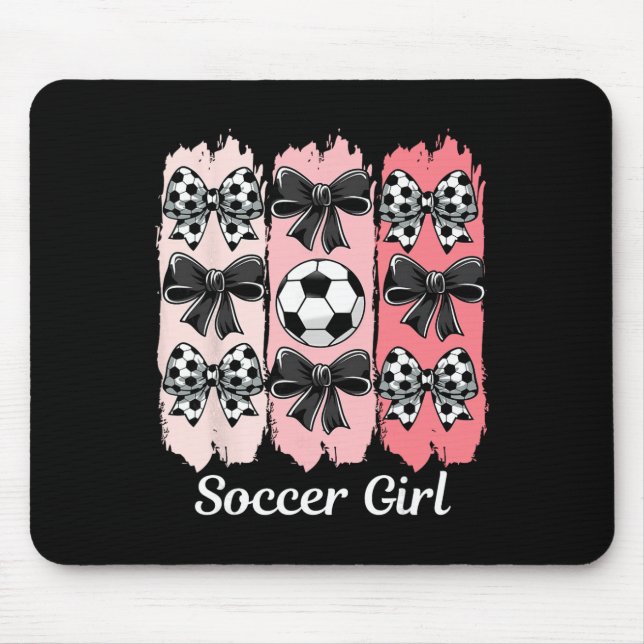 Mousepad Cute Soccer Girl Coquette Bow Soccer Girl Soccer B (Frente)