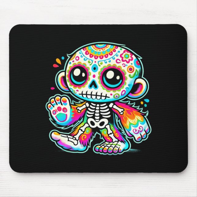 Mousepad Cute Sugar Skull Pé Grande Dia Dos Mortos (Frente)