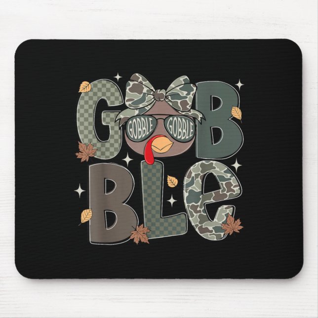 Mousepad Cute Turkey Camo Happy Thanksgiving Fall Kids Boy  (Frente)