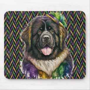 MOUSEPAD CUTE WATERCOLOR MARDI GRAS NEWFOUNDLAND DOG