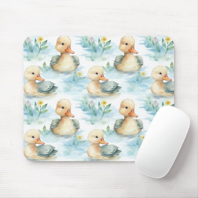 Mousepad Cute Yellow Blue Ducks (Com mouse)