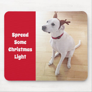 Mousepad Cutel White Reindeer Puppy Dog Natal