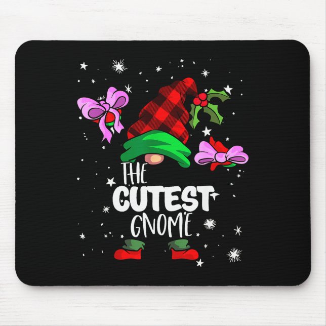Mousepad Cutest Gnome Red Buffalo Plaid Matching Family Chr (Frente)