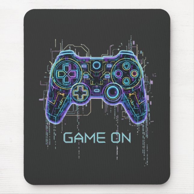Mousepad  ​Cyberpunk Gaming Controller - Neon Game On Tech  (Frente)