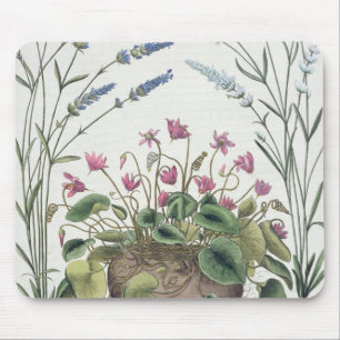 Mousepad Cyclamen e lavanda: 1.Cyclamen Romanum; 2.Spica
