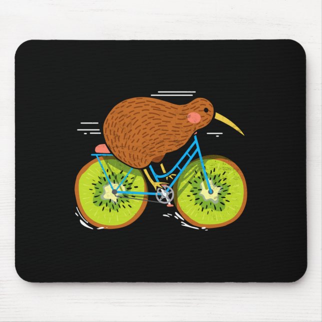 Mousepad Cycle New Zealand Funny Kiwi On A Bicycle Design I (Frente)