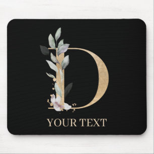 Mousepad D Monograma Placa Personalizada Floral para Mouse