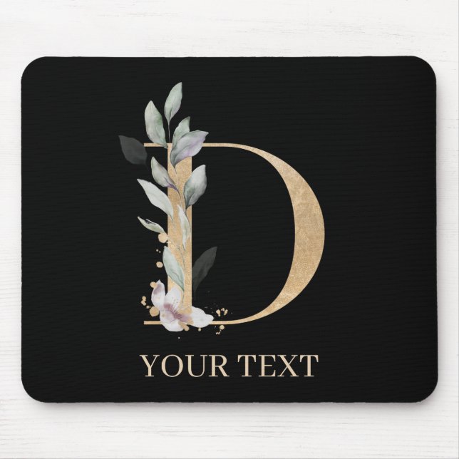 Mousepad D Monograma Placa Personalizada Floral para Mouse (Frente)