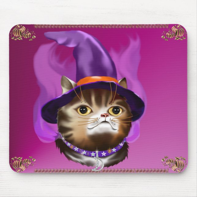 Mousepad da cara do gato da bruxa (Frente)