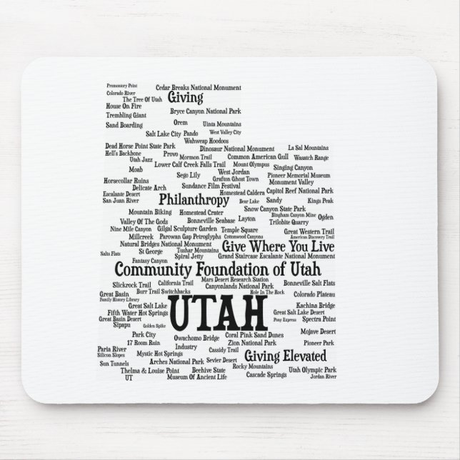 Mousepad da Nuvem Personalizada UTAH - Texto Preto (Frente)