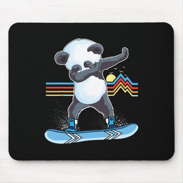 Mousepad Dab Dance Panda Snowboard Skibing Dabbing Panda (Frente)