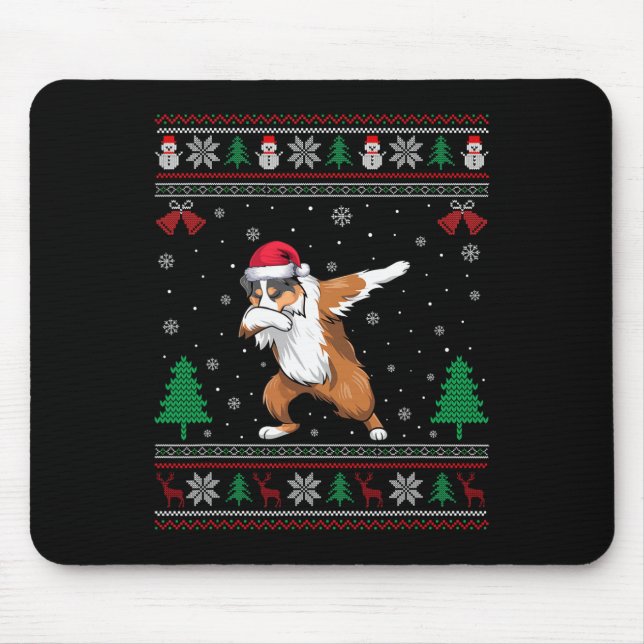 Mousepad Dabbing australiano Shepherd Santa Hat Boys Gir (Frente)