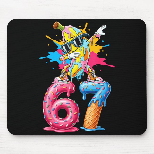 Mousepad Dabbing Banana 67 Ice Cream Drip Funny Six Seven M (Frente)