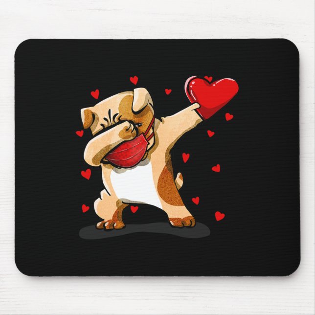 Mousepad Dabbing Bulldog Face Mask Dab Dance Valentine Gift (Frente)