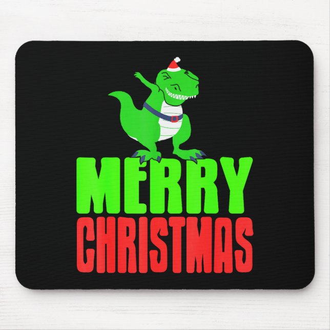Mousepad Dabbing Dinosaur Merry Christmas Holiday Humor  (Frente)