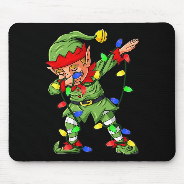 Mousepad Dabbing Elf Christmas Tree Lights Meninos Dab Xm (Frente)