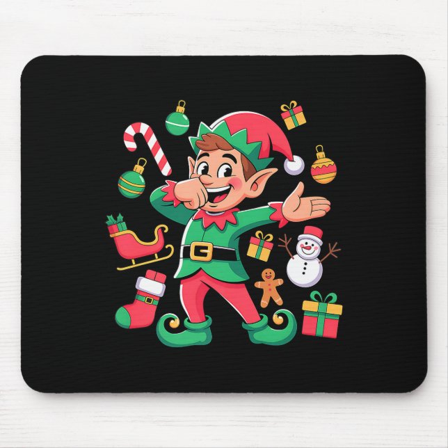 Mousepad Dabbing Elf Santa Sleigh Snowman Funny Dabbing Chr (Frente)