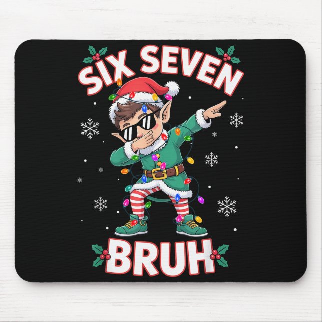 Mousepad Dabbing Elfo Six Seven Bruh Natal 67 Meme Xmas  (Frente)