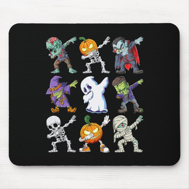 Mousepad Dabbing Halloween Boys Skeleton Zombie Scary Pumpk (Frente)