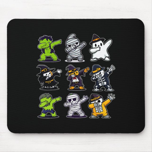 Mousepad Dabbing Halloween Boys Skeleton Zombie Scary Pumpk (Frente)