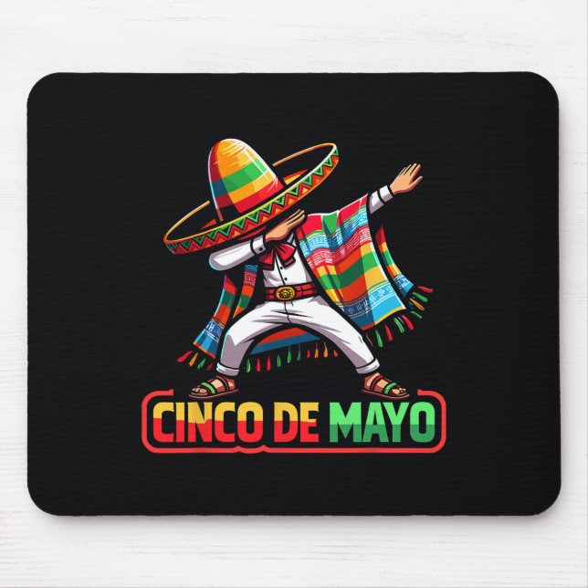Mousepad Dabbing Mexicano Poncho Cinco De Mayo Fiesta 1 (Frente)