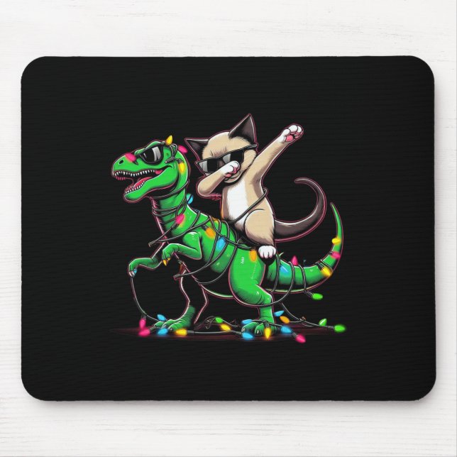 Mousepad Dabbing Oriental Shorthair No Xmas Lights Dinosaur (Frente)