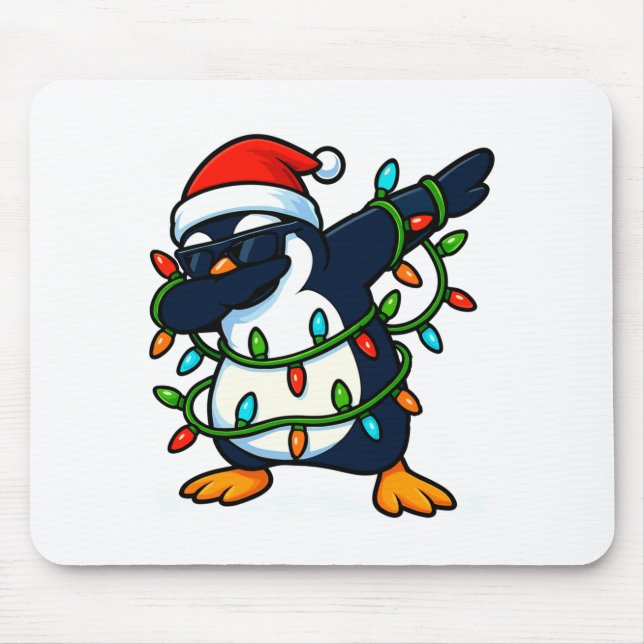 Mousepad Dabbing Penguin Christmas Girls Xmas Lights Boys C (Frente)