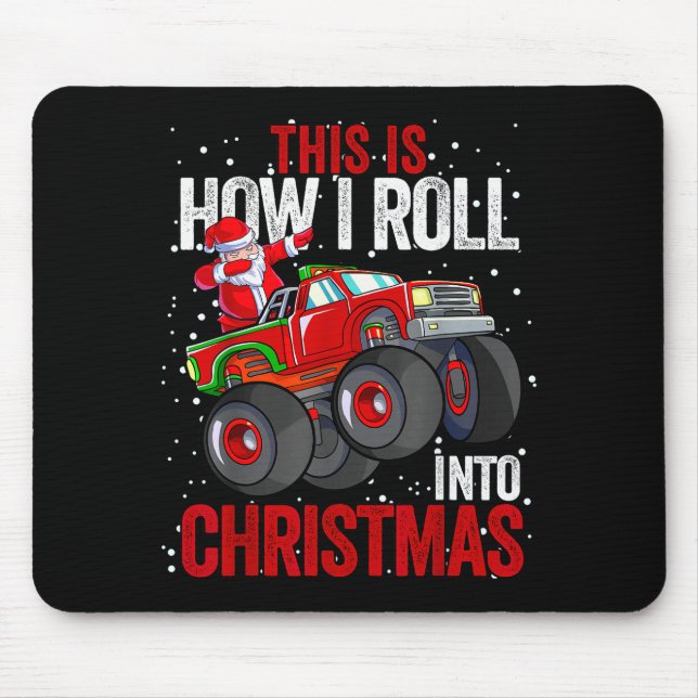 Mousepad Dabbing Santa Claus Monster Truck Boys Christmas X (Frente)