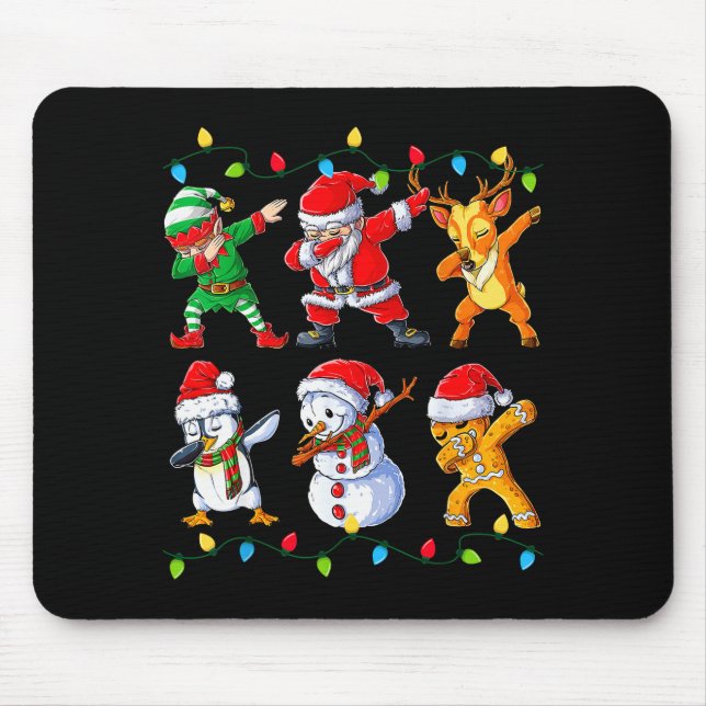 Mousepad Dabbing Santa Elf Friends Christmas Boys Girls Men (Frente)